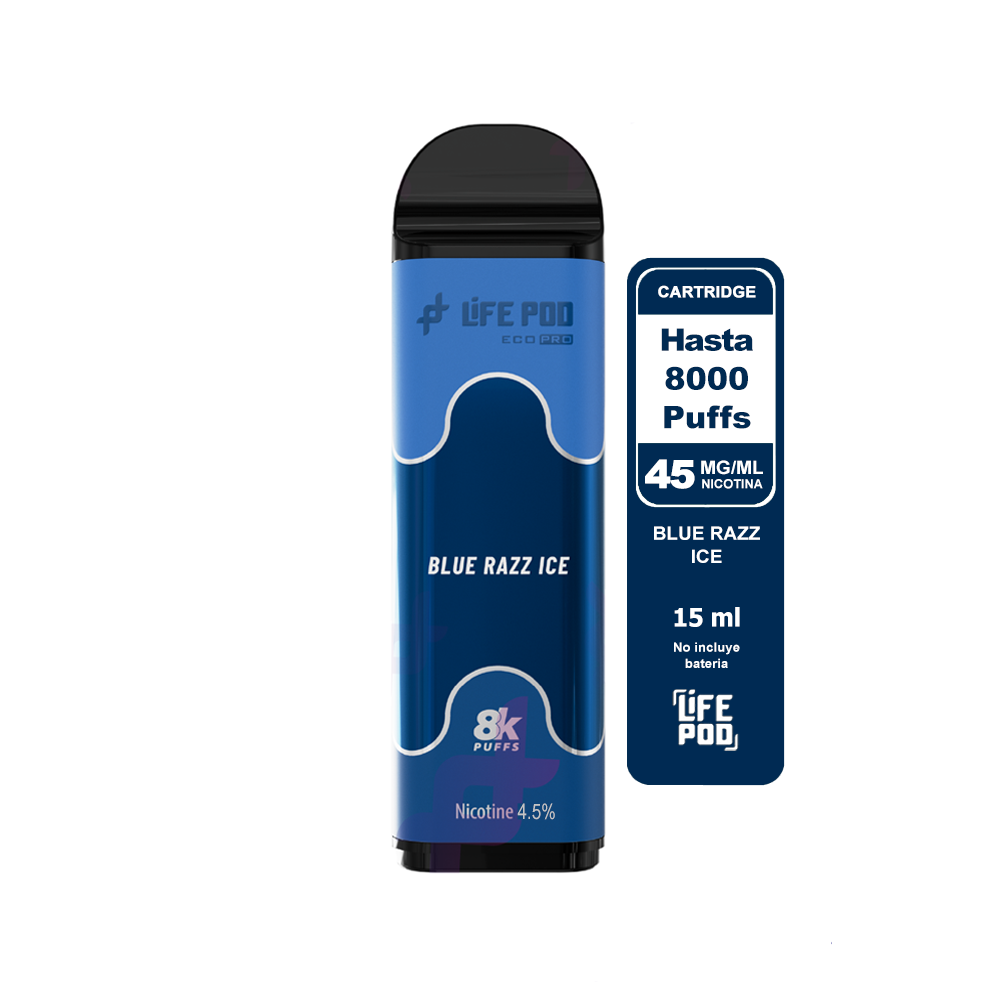 Recarga 8000 Blue Razz Ice 4.5% - Life Pod