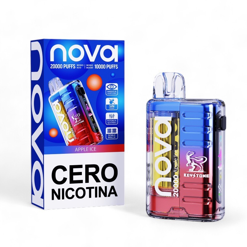 Vaporizador Desechable Nova 20000 Zero Apple Ice - Keystone - vista 2
