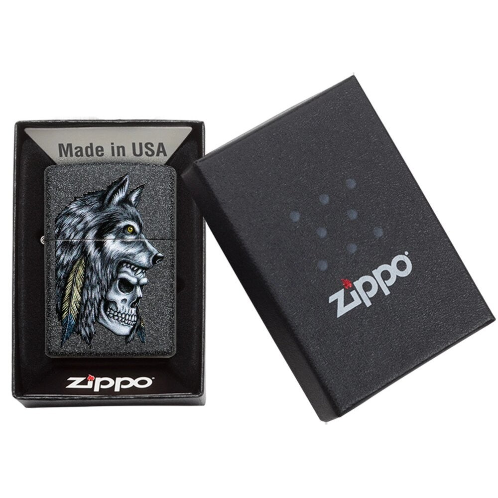Wolf Skull Feather Design - Zippo - vista 2