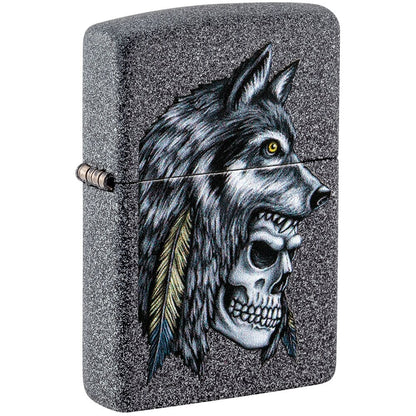 Wolf Skull Feather Design - Zippo