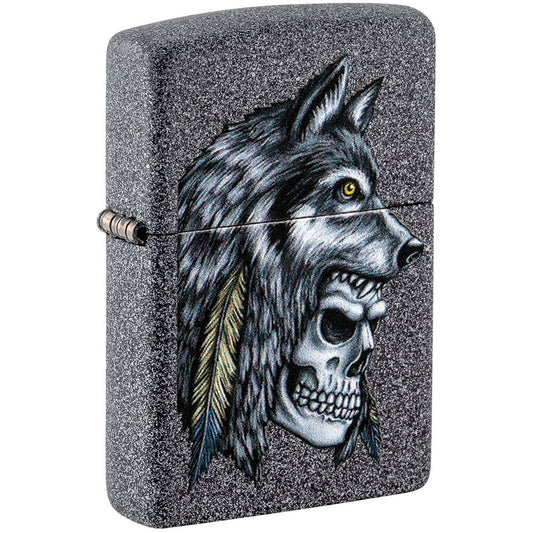 Wolf Skull Feather Design - Zippo