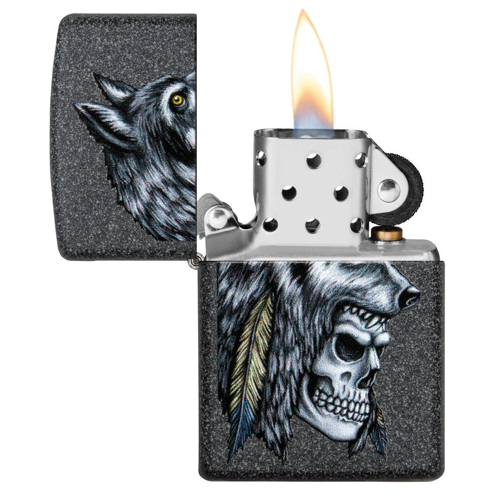 Wolf Skull Feather Design - Zippo - vista 3