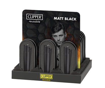 Encendedor Metálico Matt Black 12U - Clipper