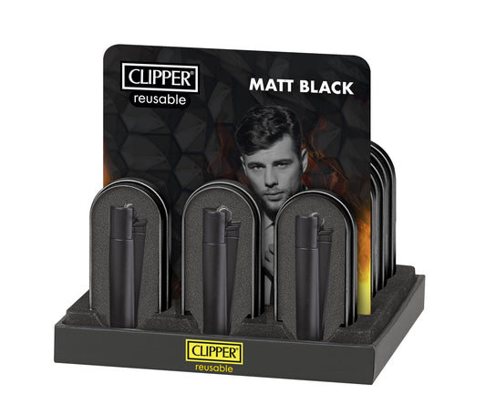 Encendedor Metálico Matt Black 12U - Clipper
