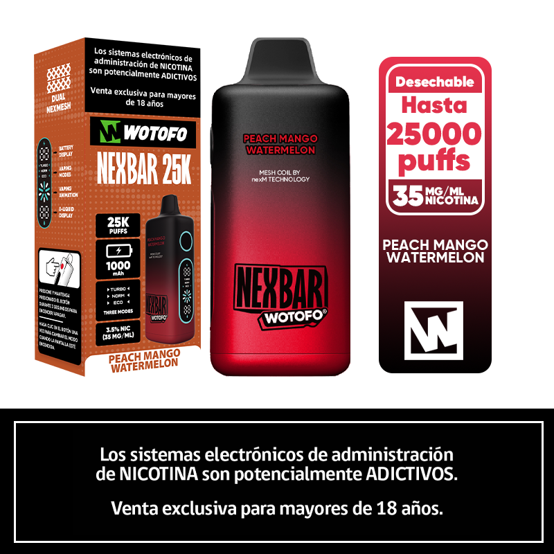 Vaporizador Nexbar 25000 Peach Mango Waternelon - Wotofo