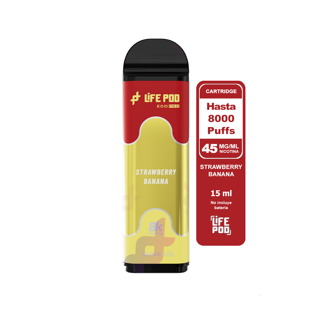 Recarga 8000 Strawberry Banana 4.5% - Life Pod