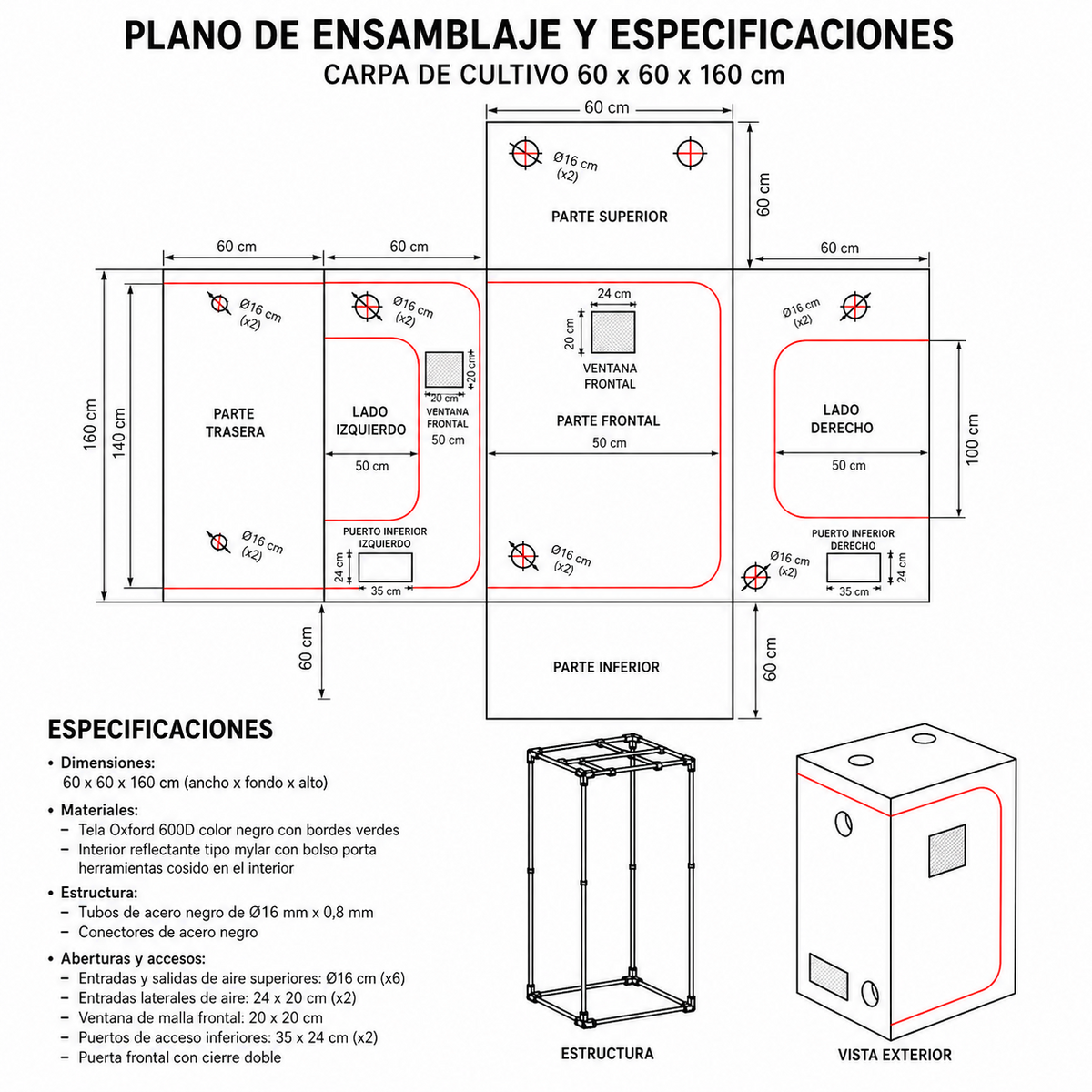 Carpa Cropbox 60X60X160 - Kasvi - vista 4