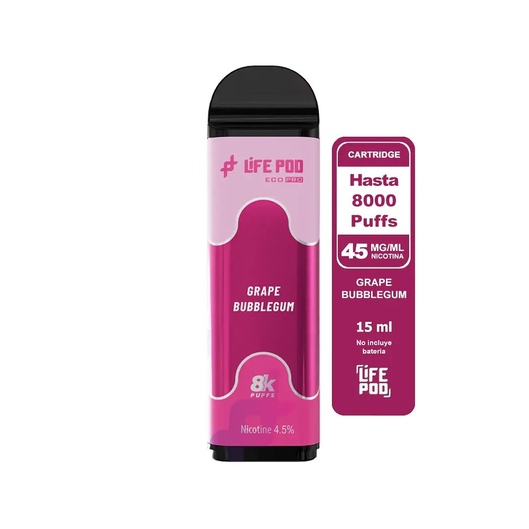 Recarga 8000 Grape Bubblegum 4,5% - Life Pod