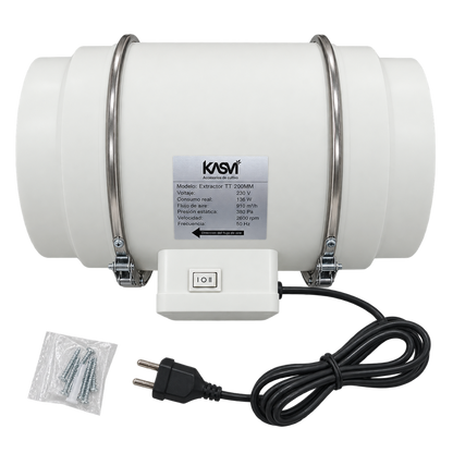 Extractor Tt 200MM 910 M3/H con Cable - Kasvi - vista 2