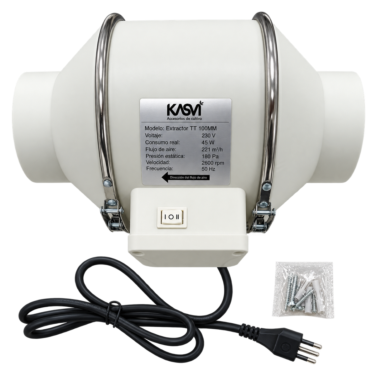 Extractor Tt 100MM 221 M3/H con Cable - Kasvi - vista 3