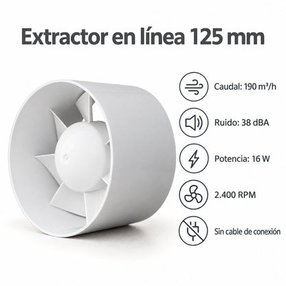 Extractor en Linea Simple 125MM sin Cable - Vents - vista 3