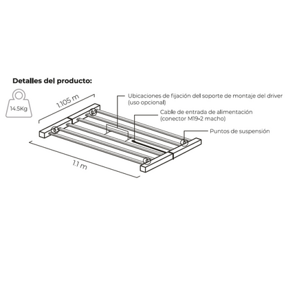 Hortilight - LED June Dc 6 Barras (660W) - vista 2