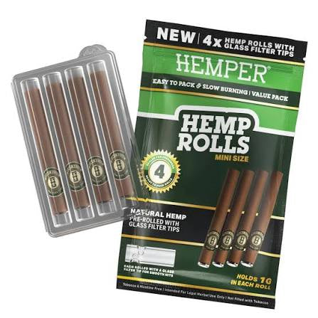 Hemper Hemp Rolls + Glass Tips Mini Size - natural