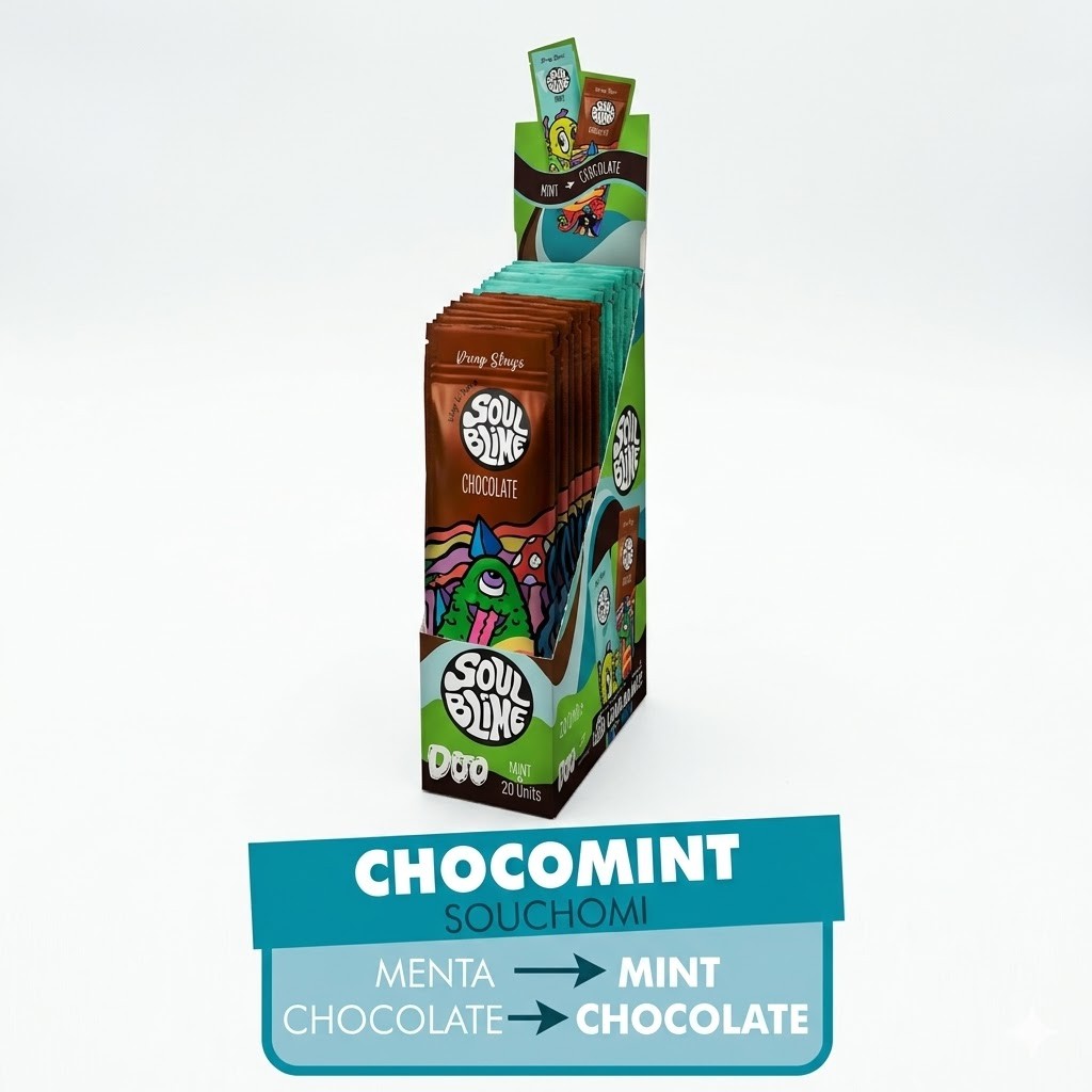 Blunt Hemp Wraps Mint - Soulblime — el display de la línea Chocomint con los dos sabores