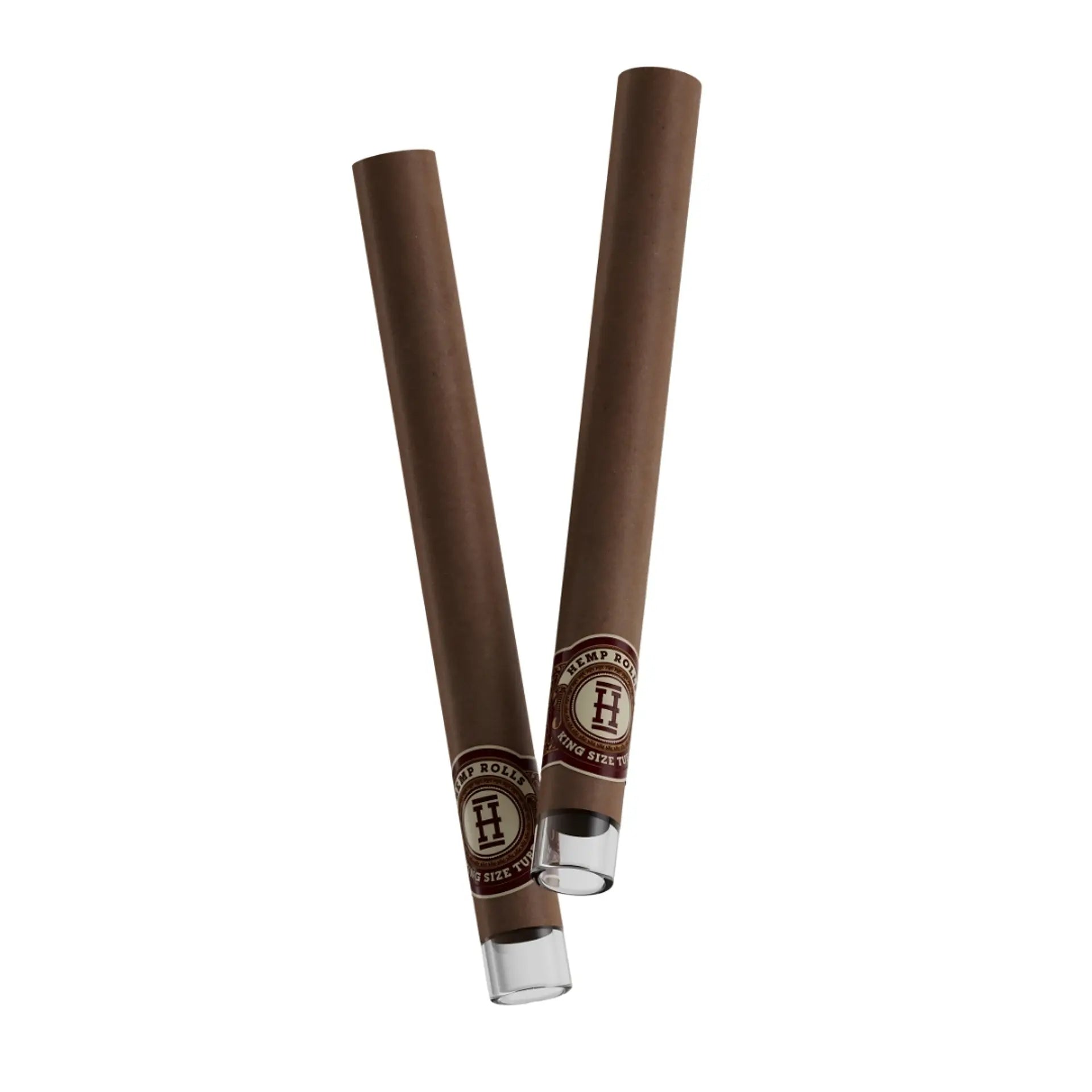 Dos Hemp Rolls King Size mostrando la boquilla de vidrio reutilizable