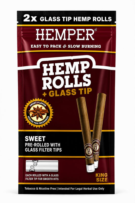Envase de 2 Hemp Rolls sabor Sweet King Size con boquilla de vidrio